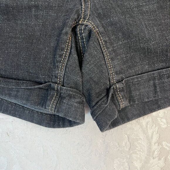White House Black Market Blanc Denim Jean Shorts Dark Wash Tab Leg Size 00* LG - Picture 6 of 12